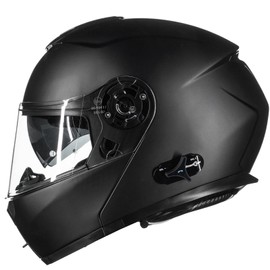 ILM Bluetooth Motorcycle Modular Helmet 2-3 Riders Intercom Flip up Full Face Helmet with Dual Visor DOT Model 159BT (MatteBlack, S)