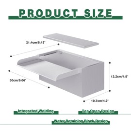 Pond Waterfall Spillway LONGRUNNEW 304 Stainless Steel 11.8" Rectangular Waterfall Spillway, Water Fall Fountain with Pipe Connector for Garden Outdoor, Swimming Pools, Fountains, Pond and Spa