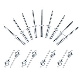 Jersvimc 3/16" x 3/4" Trifold Exploding Pop Rivets, Solid Aluminum Tri Grip Rivets Bulb Style Rivets Large Flange Rivets Big Headed Rivets for Kayak Marine Boat - 50Pcs