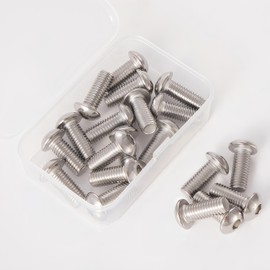 YIIFLY M10x1.5 Bolt, M10 x 20mm Button Head Socket Cap Bolts Screws,304 Stainless Steel(A2-70), Allen Hex Drive, Bright Finish, Fully Threaded, Quantity 10