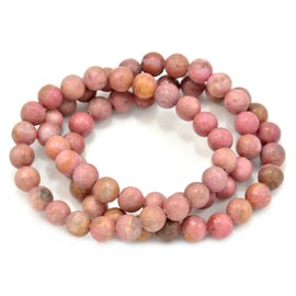 Paialco Jewelry Rhodochrosite Mineral Round Gemstone Beads Stretch Bracelets, Pack of 3, 6mm, Gemstone, rhodochrosite