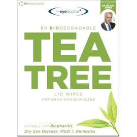 The Eye Doctor Tea Tree Oil Eye Cleaning Cloths - 80 Wipes for Single Use - Suitable for Sensitive Eyes, Dry Eyes, Blepharitis, MGD & Demodex - Environmentally Friendly, Biodegradable