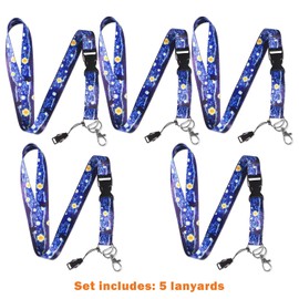 Bird Fiy 5 x Lanyards for ID Card Holders Neck Heavy Duty Lanyard Neck Strap for Badge Holder Card Keys Phone (Blue starry sky)