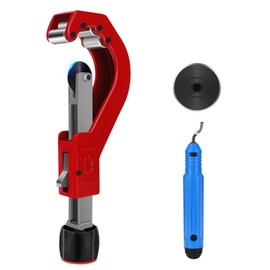 Pipe Cutter 14-65 mm, Quick Adjustment Pipe Cutter, Pipe Cutter with Deburrer, Pipe Cutter for Plastic, Thin Stainless Steel, Steel, Copper Tube, Aluminium (Red)