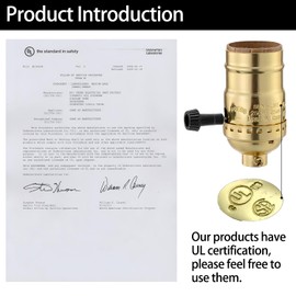 Lamp Socket Replacement, E26 Threaded Base, Turn Knob for ON/Off Light Settings, Lamp Parts for Table and Floor Lamps Repair, Dimmable Light Bulb Socket with Lamp Switch (Gold)