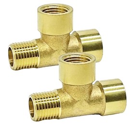 3 Way NPT Tee Brass Pipe Fittings Female × Female × Male Hose Fitting Barstock Tee Adapter Tube Fitting(2 PCS) (1/4 INCH Thread)