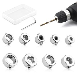 9 Pieces Depth Stop Rings Set, Drill Depth Stop, Precise Position Regulator and Positioner for Drills, HSS Locator and Depth Limiter for Dowels from 3-12 mm, Ideal for DIY and Professionals