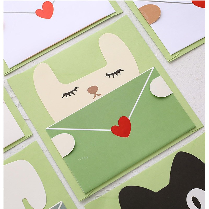 DERRON Animal Message Cards Set of 9 with Envelopes for