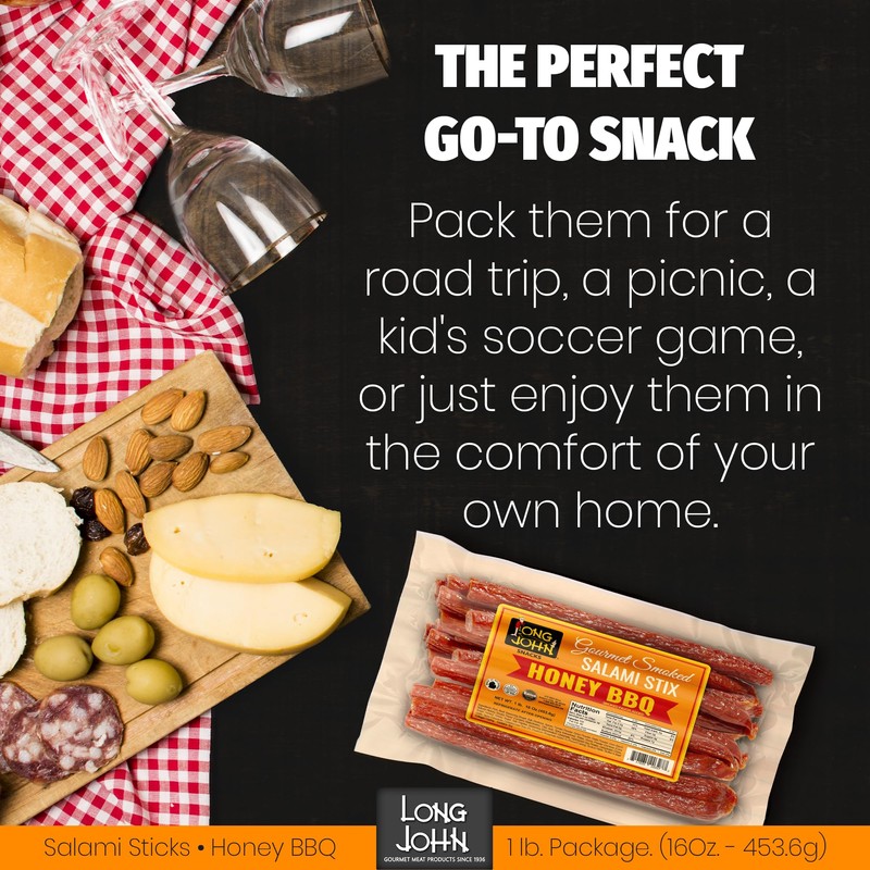 Long John Snacks Honey BBQ Dried Salami Stix – Made
