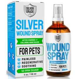 SILVER GRADE Wound Spray for Pets – Colloidal Silver Wound Care for Dogs & Cats – Helps with Skin Irritation, Hot Spots, Rashes, Scratching, Itch, Bites & Burns – Use a Dog Cone – 4 oz