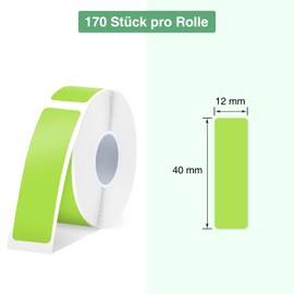 SUPVAN E10/16 Label Tape, Thermal, Multi-Purpose Labels for Home, School, Office, 12 mm x 40 mm, 170 Labels per Roll (Green)