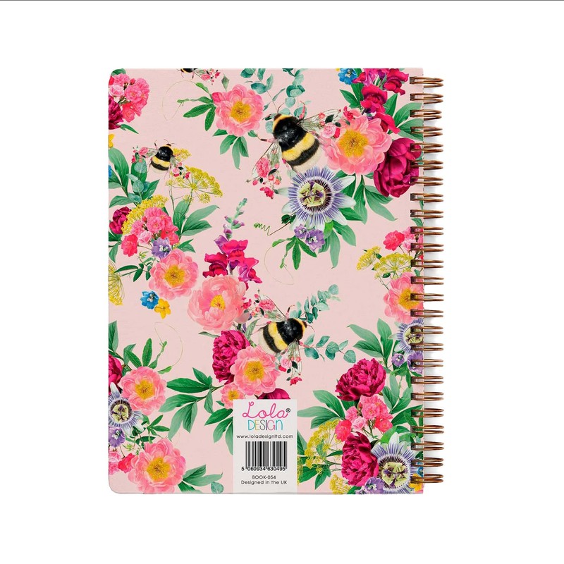 Lola Design - Large Spiral Notebook Organiser, Pink Bee Pattern