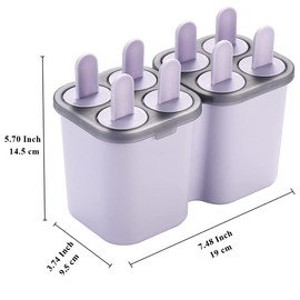 HOMQUEN Popsicles Molds, 8 Piece Ice Pop Mold, Reusable Easy Release Ice Cream Mold for Kids, Many Shapes Homemade Popsicle Molds, DIY Popsicle Maker, BPA Free (8 Cavities-Purple)