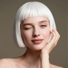12 Inch White Bob Wig with Bangs, Synthetic Heat-Resistant Silver
