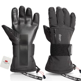 devembr Snowboarding Gloves with Wrist Guards, Ski Gloves Touchscreen, Snow Gloves Waterproof, Black, XS