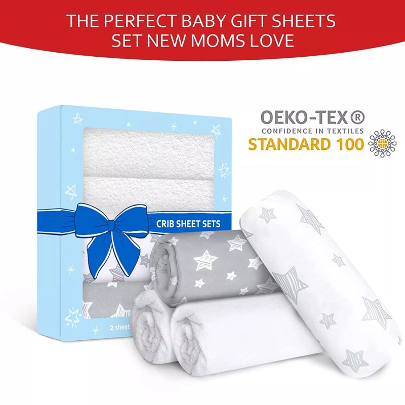 Moonsea Crib Sheets&Waterpr - Gray&White