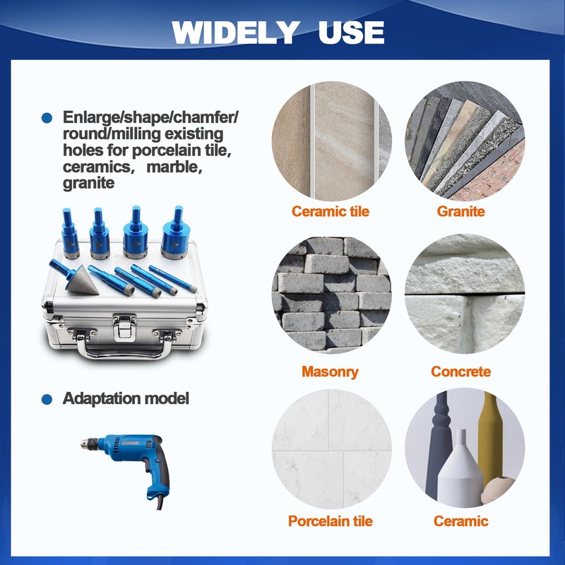 Dry Diamond Core Drill Bit Set,BRSCHNITT Diamond Tile Hole Saw