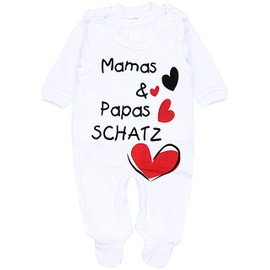 TupTam Unisex Baby Romper Set with German Text Mamas & Papas Schatz, White - Mamas Papas Schatz