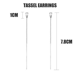 Star Earrings Gold Threader Earrings Long Chain Earrings Star Climber Earrings Chain Drop Dangle Earrings Chain Tassel Earrings Crystal Star Earrings Jewellery for Women Girls, Silver, No Gemstone