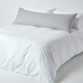 Homescapes Side Sleeper Cushion Cover 100% Egyptian Cotton 200 Thread Count, Light grey, 50 x 140 cm