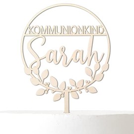 Tortenaufleger Kommunion - Personalisierte Kommunion Tortendeko mit Name (Birke)