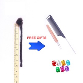 ADIASAI 0.4cm and 0.6cm Width 4-16 Inch 10-100 Strands Options 100% Human Hair Dreadlock Extensions for Men Women Kids Full Handmade Human Loc Extensions with Needle and Comb(0.4cm, 8inch, 10Strands)