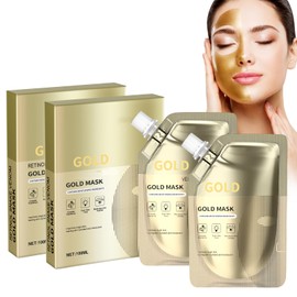 Dyceittdia 2pcs Gold Mask, Retinol Gold Mask, Anti-Ageing Gold Mask, Cleansing Skin, Pore Tightening, Brightening & Rejuvenating, Hydrating Mask, 2 Pieces x 100 ml, Facial Mask1