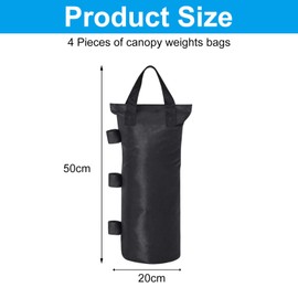 Gazebo Weights Sand Bags, 4Pack Tent Sandbags Industrial Grade, 600D Heavy Duty Sand Weight Bags, Tent Sandbags, Parasol Weights Bag for Any Pop Up Tents Canopy Outdoor Patio(Black)