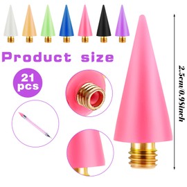21 Pcs Wax Replacement Head Tips, Diamond Drawing Painting Wax Tips for Rhinestone Tool Nail Art Painting (7 Colors, 2.5cm/0.98inch)