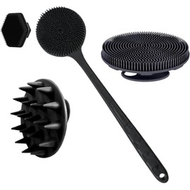 Juego de Cepillos de Baño SQLMTAU 4 Piezas con Mango Largo y Silicona