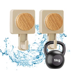 Daily Treasures 2PCS Wood Grain Suction Hooks,Rotation Design Suction Cup Hooks for Shower,Farmhouse Vacuum Suction Hooks for Bathroom,5KG Removable Heavy Duty Hooks for Wreath,Reusable Towel Hooks