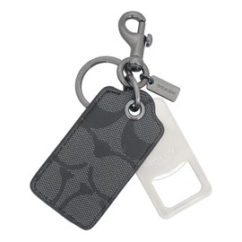 Coach FCF131 CF131 Charcoal Signature Canvas Bottle Opener, Key Fob, Men's [Outlet Product] [Brand]