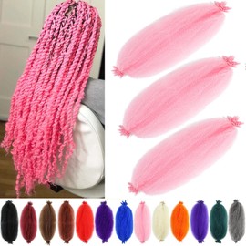 Springy Afro Twist Hair Crochet Braiding Hair (16 Inch (Pack of 3), Pink) …