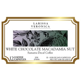 White Chocolate Macadamia Nut Sumatra Decaf Coffee (Single Serve K-Cup Pods) (Gourmet, Naturally Flavored, Whole Coffee Beans) (12 pods, ZIN: 575070)