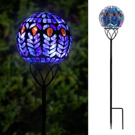 VCUTEKA Solar Lights Outdoor Garden Decor Mosaic Solar Garden Lights Waterproof Glass Ball LED Pathway Stake Light for Landscape Lawn Patio Yard Decoration 6 inch