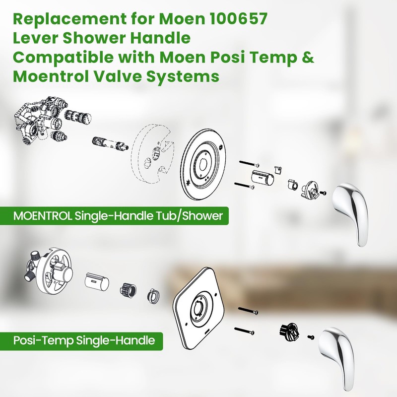 Replacement for Moen 100657 Lever Shower Handle, Compatible with Moen
