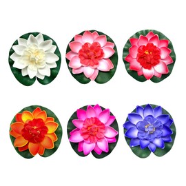 UUYYEO 6 Pcs Artificial Lotus Flowers Large Floating Lotus Flowers Faux Lotus Flowers Water Lily Flowers Fish Pond Artificial Plants with Artificial Lily Pads Multi