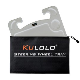 KULOLO Car Steering Wheel Tray,Steering Wheel Desk With Cup Holder & Pen Holder for Eating,Makeup,Working, Writing,Car Tray Include Storage Bag is Suitable for Cars, SUVs, Pickup Trucks and RVs (Grey)