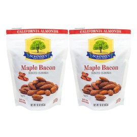 Maple Bacon Roasted Almonds Sweet Savory Smoked Snack Nuts Steam Pasteurized from the Sohnrey Family Farm 2-Pack of 16 oz Pouches