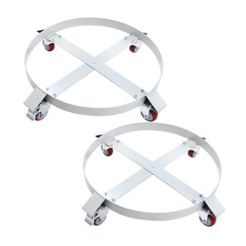 DYNAMI 2PCS Heavy Duty Drum Dolly,Load 1200lbs 55 Gallon Steel Drum Dolly with Cross Bracesa and 4 Wheels,Anti-tipping Design Barrel Dolly Cart Drum Caddy,for Warehouse Drum Handling (Load 1200lbs)