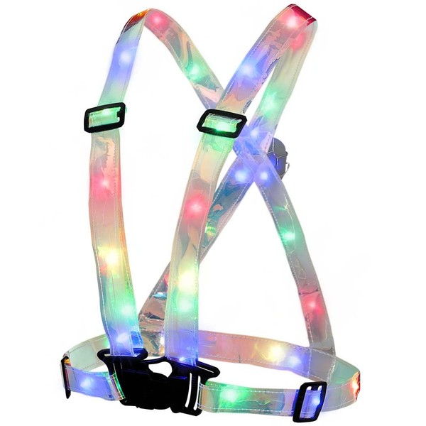 REETAN LED Running Vest Light Up Halloween Runners Safety Vests