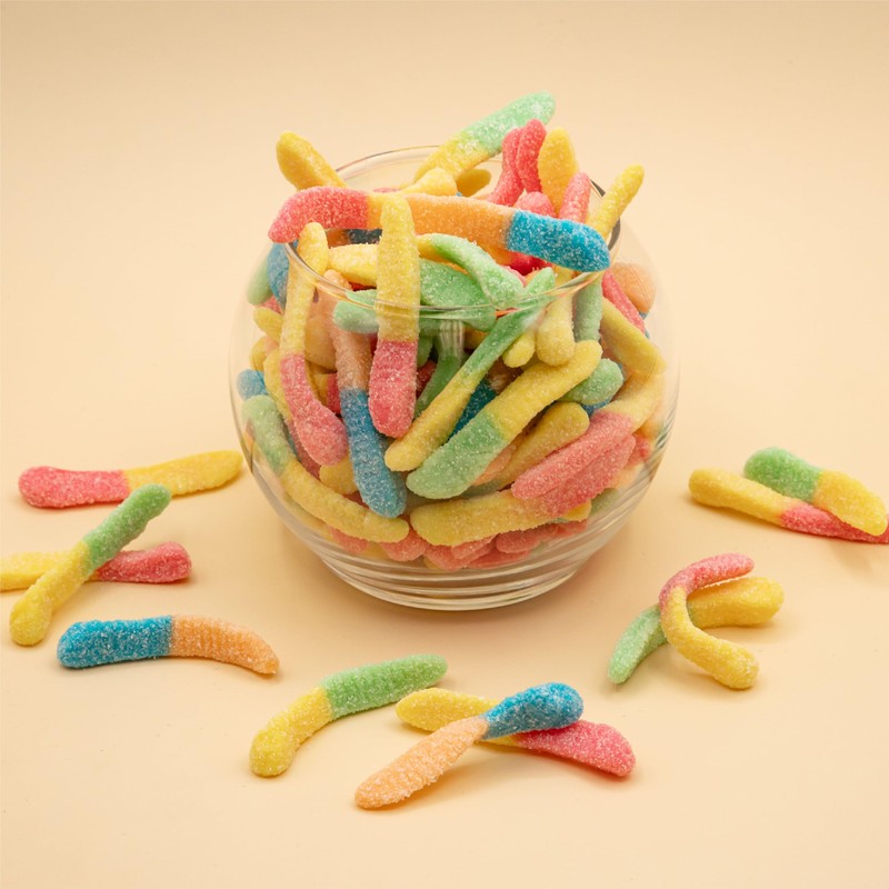Neon Sour Gummy Worms | 2-Pound Pack | Assorted Fruit