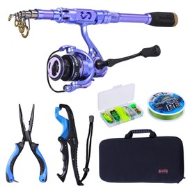 Sougayilang Fishing Rod and Reel Combos Carbon Fiber Telescopic Fishing Combo with Fishing Tools for Saltwater Freshwater Travel Fishing Kit