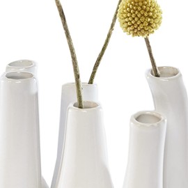 Chive - Pooley 2, Ceramic Flower Vase, 8-Tube Shape (White)