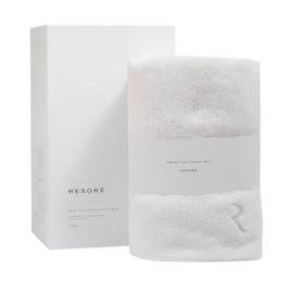 Resore Body Towel - 56" x 30" 700GSM Luxury Bath Shower Towel Skin Rejuvenating, Odor Preventing, Highly Absorbent, Aegean Turkish Cotton Botanical Lyocell Blend, Super Plush Bathroom Wash Cloth White