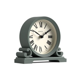 JONES CLOCKS® Saloon Table Clock | Traditional Double Scroll Design | Green | Roman Numerals | Classic Style for Desk, Table, Shelf or Bedside Table