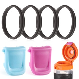 PEUTIER 2pcs Replacement Bottle Clips, with 4pcs Black Gasket Reliable Lid Seal Bottle Mouth Fastener Clasp, Bottle Mouthpiece Accessories Compatible with Gatorade (Pink Purple,Light Blue)