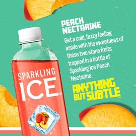 Sparkling Ice, Peach Nectarine Sparkling Water, Zero Sugar Flavored Water, with Vitamins and Antioxidants, Low Calorie Beverage, 17 fl oz Bottles (Pack of 12)