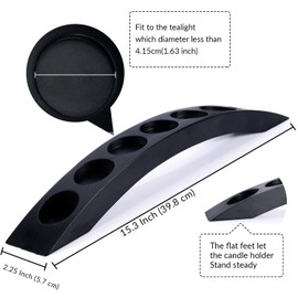 Wooden Bridge Candle Holders 15 inch in Length, Long Tea Light Candle Holders Bar, 7 Candle Seat-Black