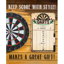 Dart Scoreboard Dry Erase for Keeping Score in All Cricket Games, 301 or 501 - Dart Board Scoreboard Includes Magnetic Dry Erase Marker with Eraser - A Really Great Looking Darts Scoreboard